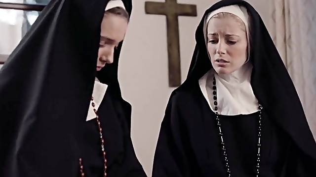 Dirty nuns Mona Wales and Serene Siren crave for wet pussy