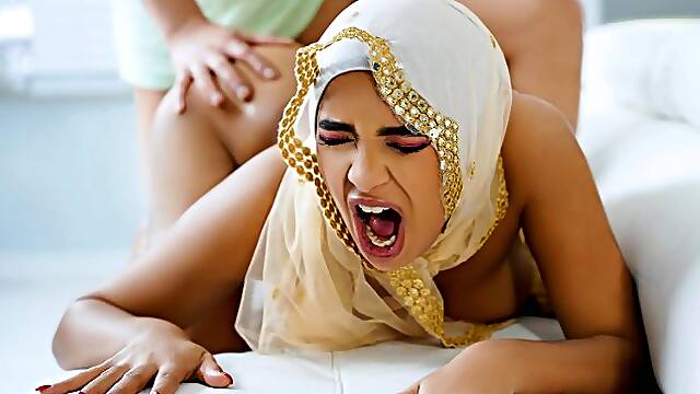 Anal maid Arab babe takes it up her butt for her first time!