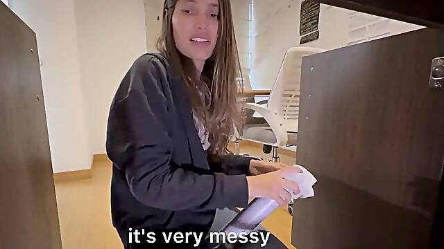 I didnt realize my maid was so hot, she bent down to clean the study.
