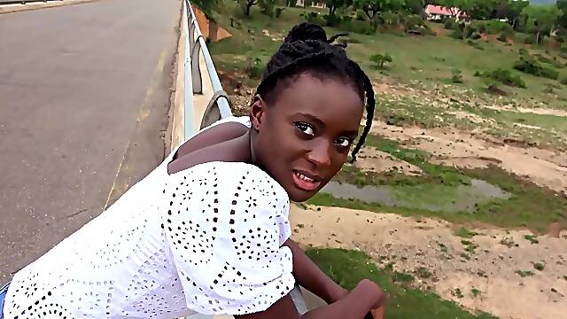 Naughty Black Girl Pounded On A Bench In Interracial Fuck