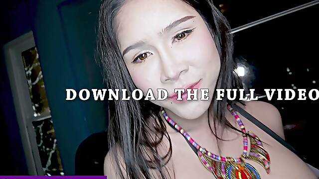 Cute Asian shemale slut Linly deep ass fucking by big dick European client