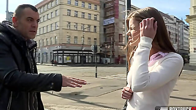 Hot Sarah Kay sucks and fucks a stranger in public