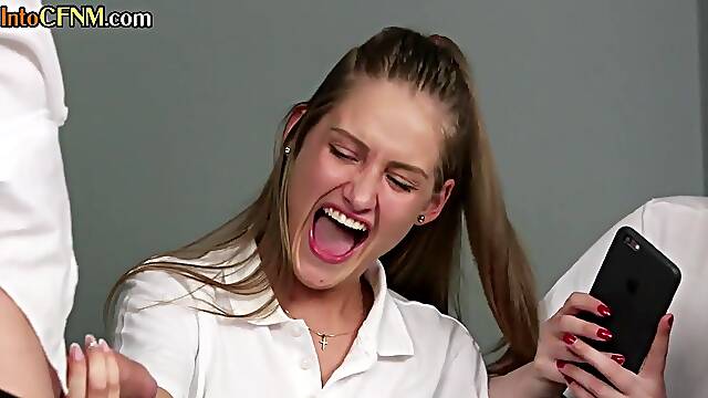 Uniformed cfnm brits blowing teachers chopper in group fucking