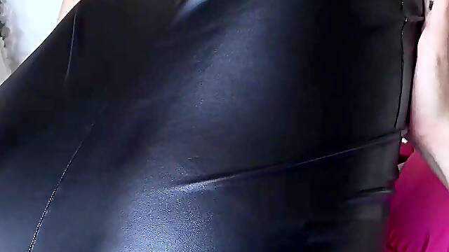 Wet Desires Never Enough POV Blowjob in Leather Skirt and Pantyhose High Heels