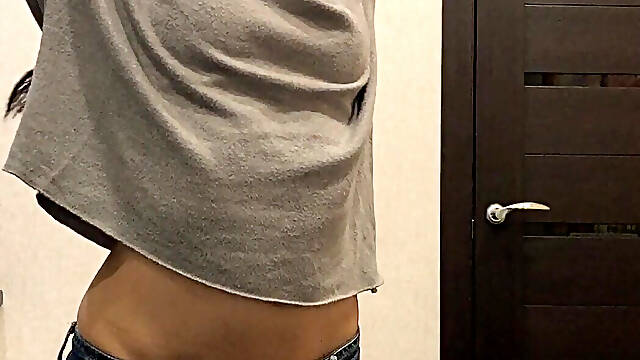 Stretch Test Belly Showing in 3 Sweaters